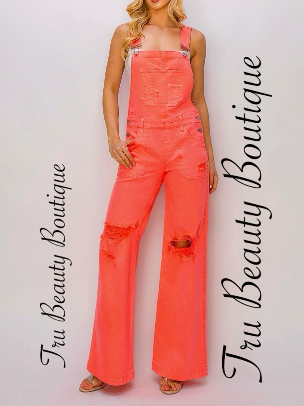 Women's Coral Denim Overalls
